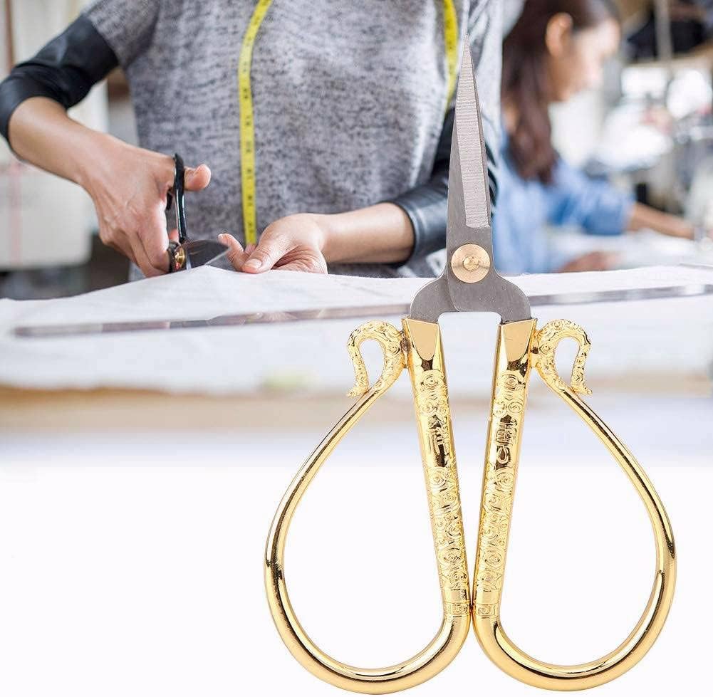 Embroidery Scissors Stainless Steel Cross Stitch Scissors Vintage European Scissors DIY Sewing Shears Embroidery Tools for Needlework Embroidery Sewing Craft Art Work(Gold)