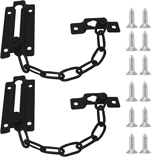 EMVANV 2 PCs Door Chain Lock Door Latch,with 12 Screws Chain Door Guard for Home Security Thickened Sturdy Door Latches Lock for Garages Apartments Hotels Restaurants and Warehouses(Black)