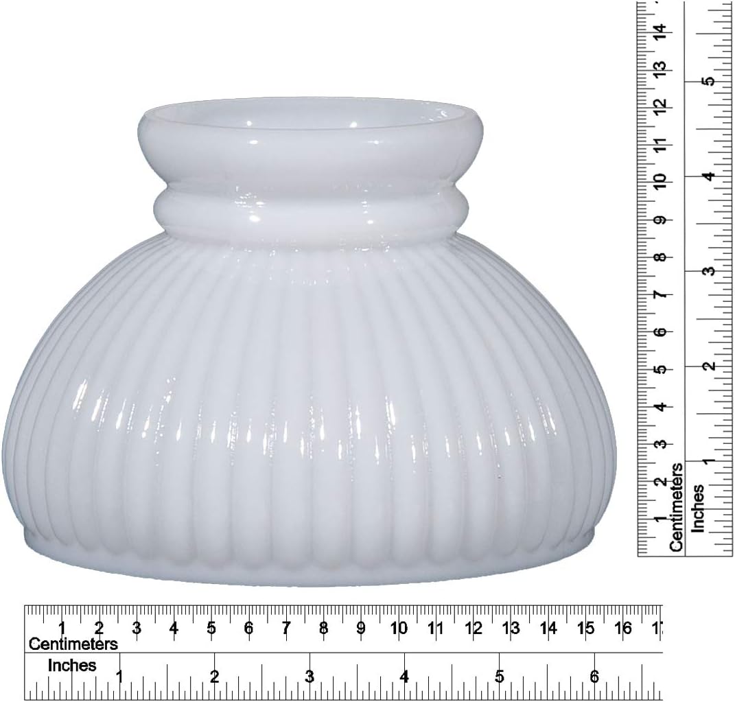 B&P Lamp® 6" Opal Glass Ribbed Student Shade in Pure White Glass for Vintage Style Table Lamps