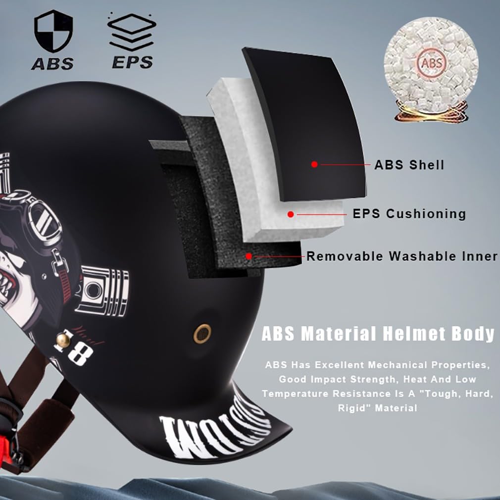 Półskorupowy kask motocyklowy, półotwarty kask typu jet, dopuszczony do użytku przez ECE, motorowera, skutera, skutera, skutera, skutera, kask antykolizyjny, unisex, 57-62 cm
