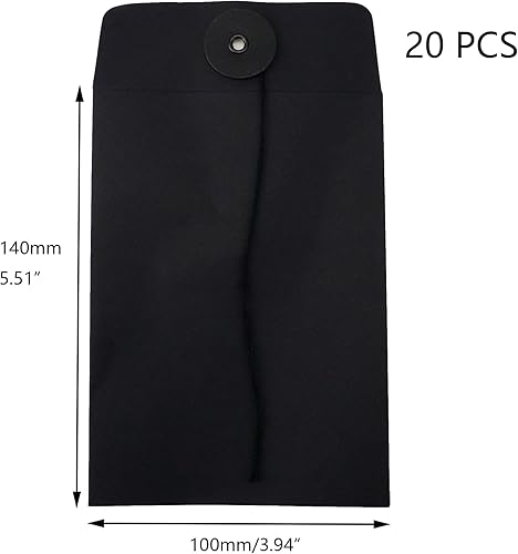 Miniatura 2 de Crapyt 20 sobres de papel kraft negro para documentos, fotos, accesorios, monedas, sellos de 5.51 x 3.94 pulgadas (largo x ancho)