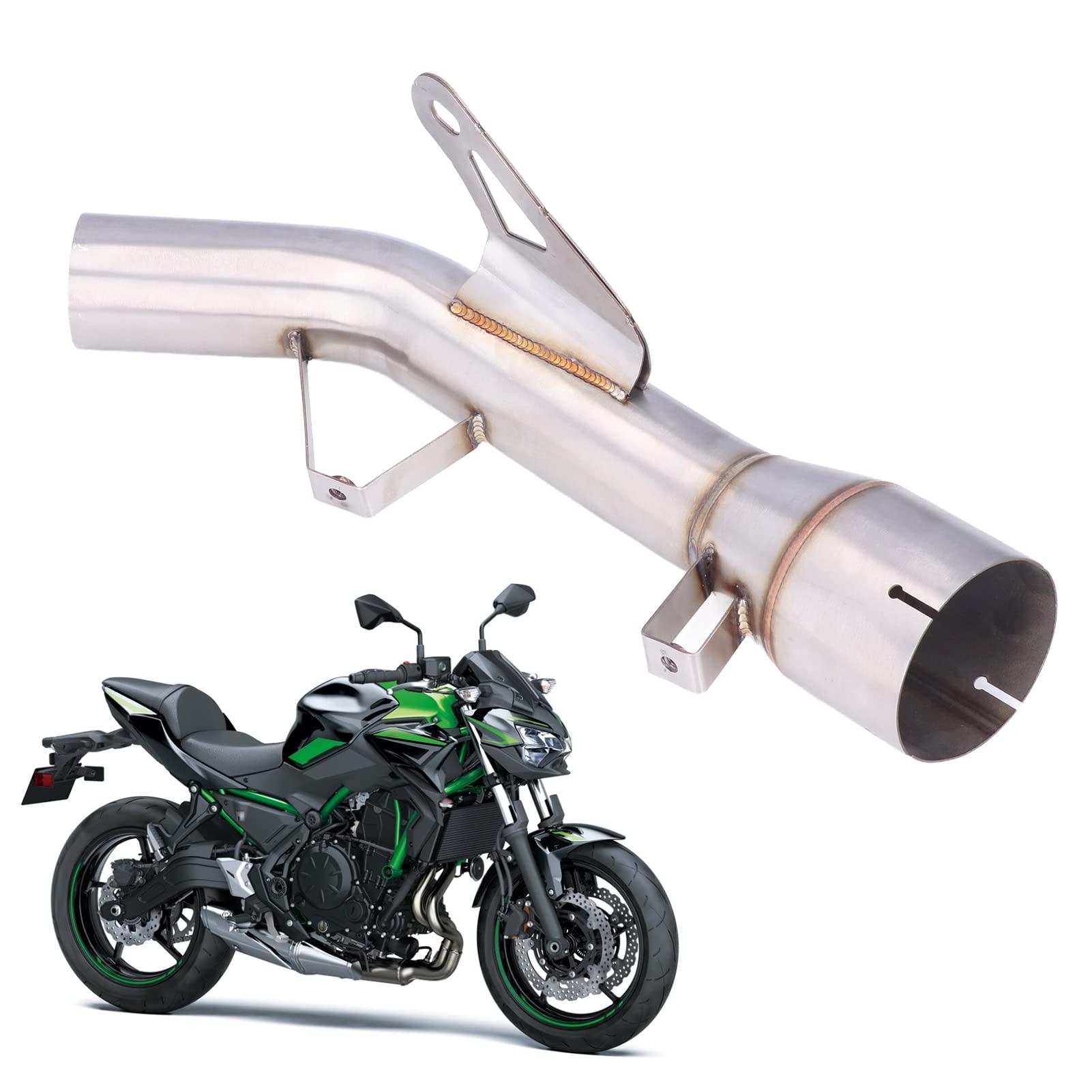 Tbest Tubo de Enlace Medio Delantero de Escape, Tubo Medio de Escape de Motocicleta, Tubo de Enlace Medio de Acero Inoxidable 304 Resistente Al Calor de Repuesto para Z900 2017-2021