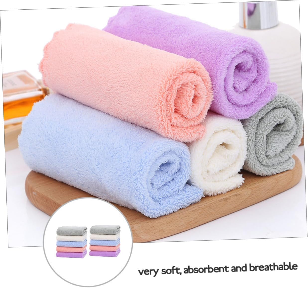 BESPORTBLE 10pcs Soft Coral Fleece Baby Washcloths Absorbent Infant Face Towels for Newborns Quick-Dry Saliva Wipes for Bathing and Feeding