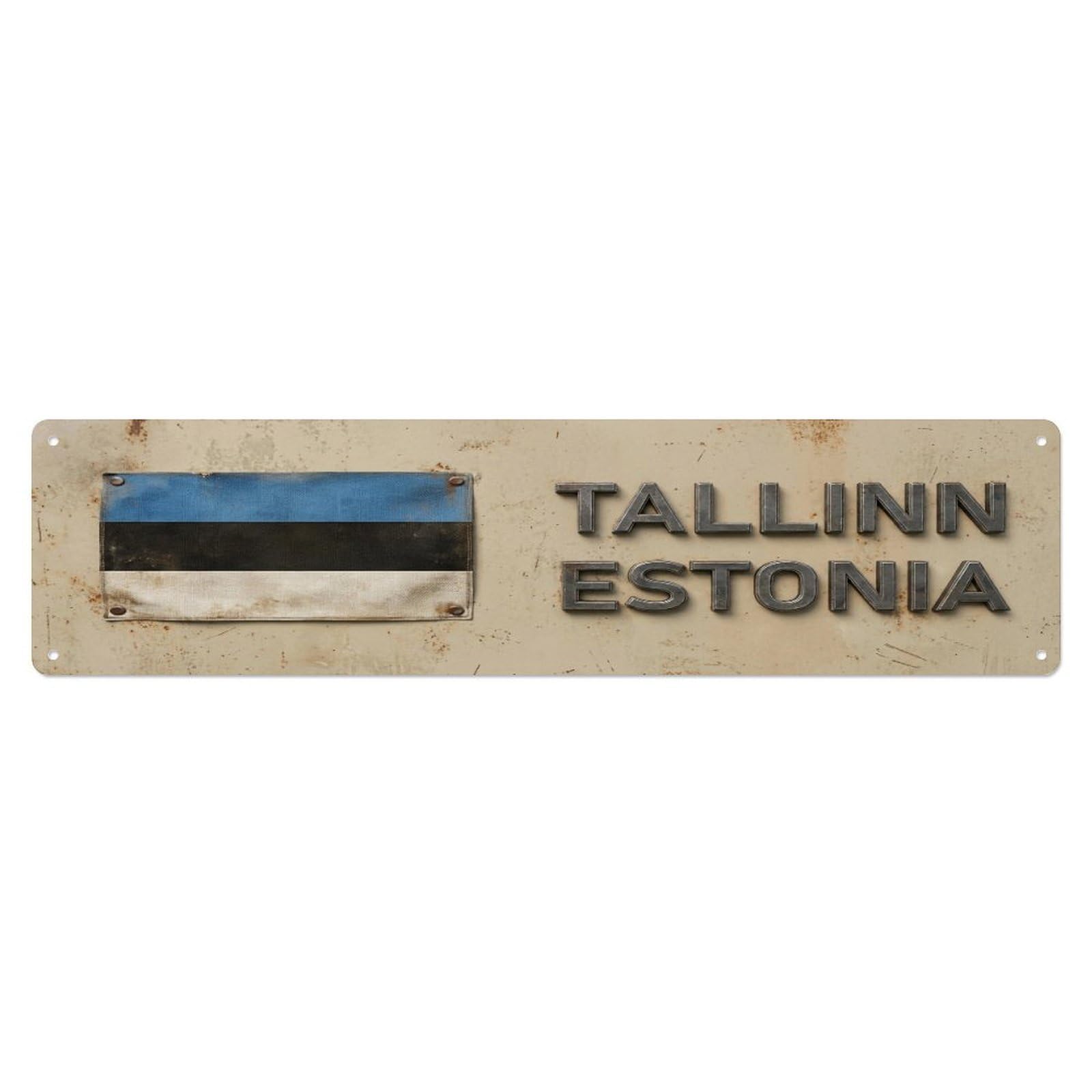 Tgrcjimh Style Metal Tin Sign Vintage Tallinn Estonia Flag Decor Rustic Travel