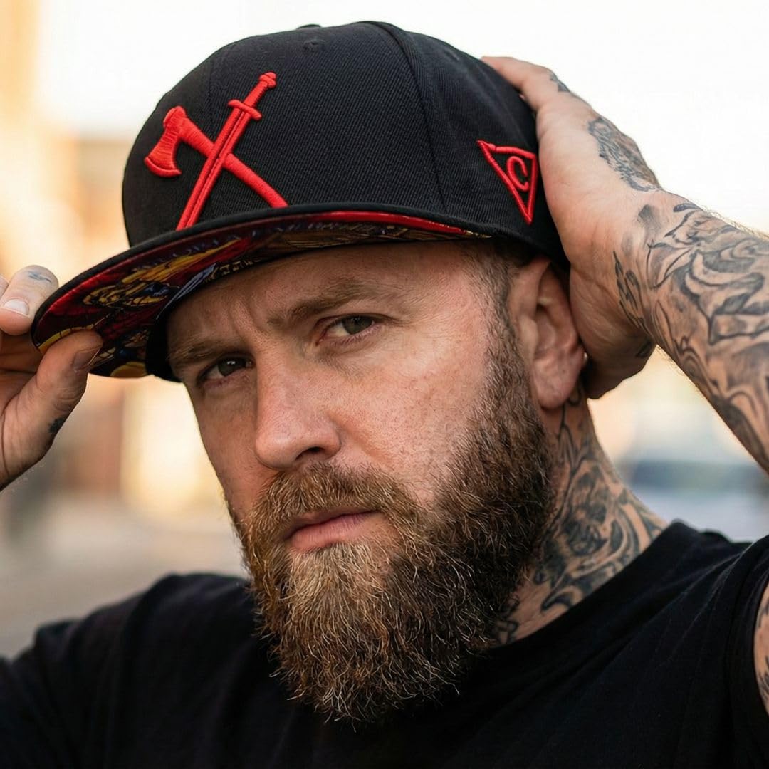Capiche [99+ VARIATIONEN] Snapback Cap Herren Kappe Baseball Mütze Kunst Unisex Schirm Männer One Size Tattoo Damen