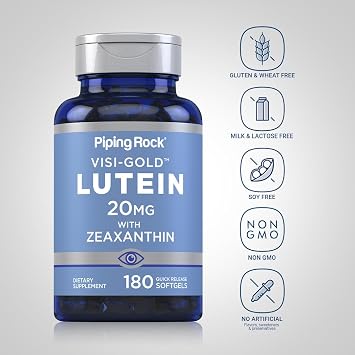 Piping Rock Lutein and Zeaxanthin Supplement | 20mg | 180 Softgels