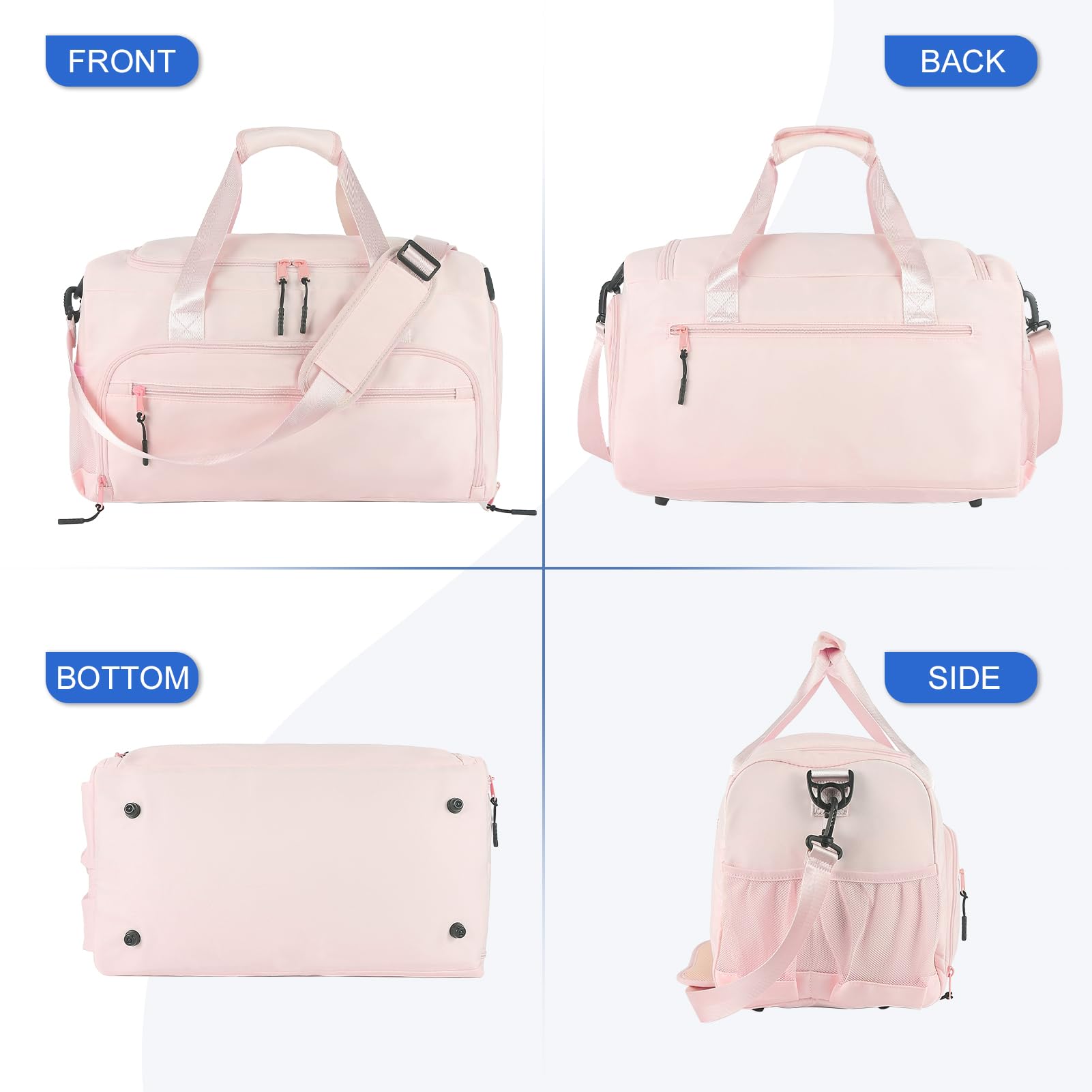 Bolsa de Gimnasio para Hombres y Mujeres, pequeña Bolsa de Deporte con Bolsillo húmedo y Compartimento para Zapatos, Resistente al Agua, Bolsa de Lona para Fin de Semana