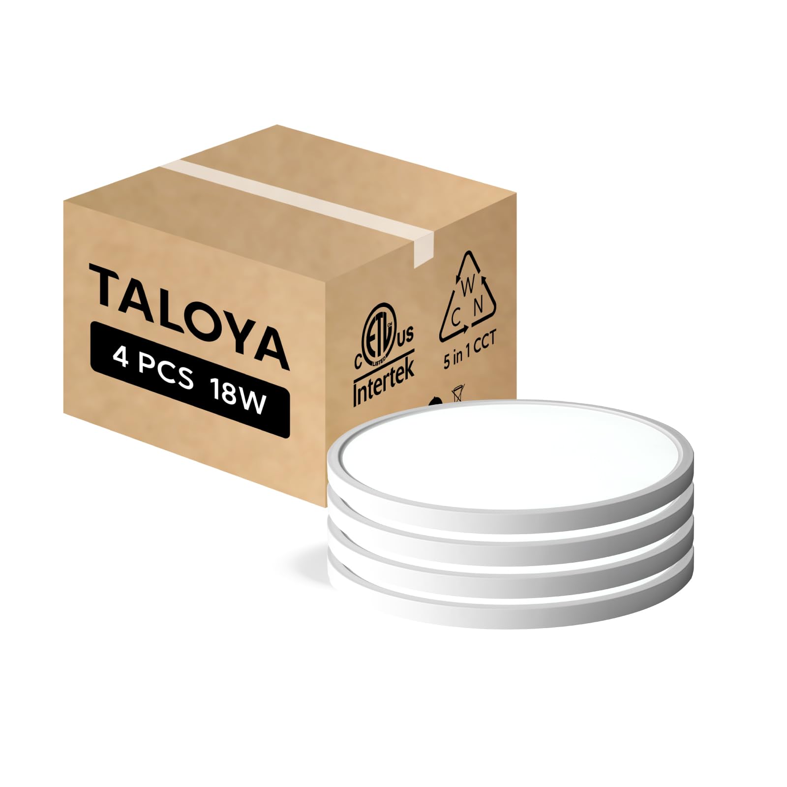 TALOYA Flush Mount Ceiling Light,4 Pack,10 Inch,18W,5000K Daylight Super Slim LED Ceiling Light for Bedroom, Living Room, Kitchen, Laundry and Hallway
