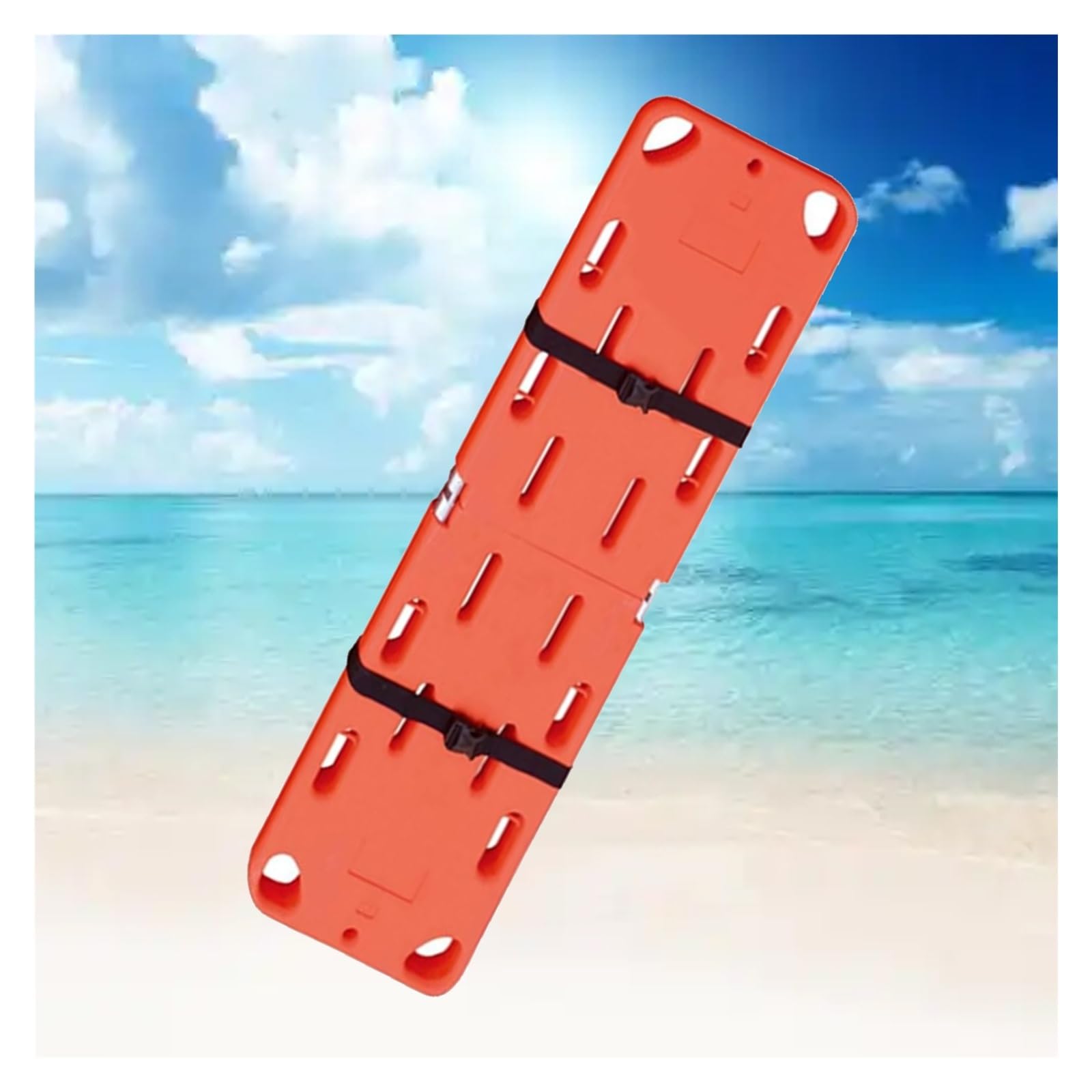 PE Spine Board Stretcher, Foldable Water Floating Stretchers with 3 74.8 IN Black Adjustable Straps, 2 & 4-Fold First Responder Backboard for Emergency Rescue(73.6x19.7x1.6 in/187x50x4cm-2 Fold)