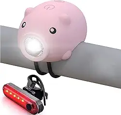 Luzes de bicicleta infantis para andar à noite, luzes de buzina de bicicleta para meninas, conjunto de farol e lanterna traseira recarregáveis, luz de scooter para adultos, alto-falante de 120 dB, 3