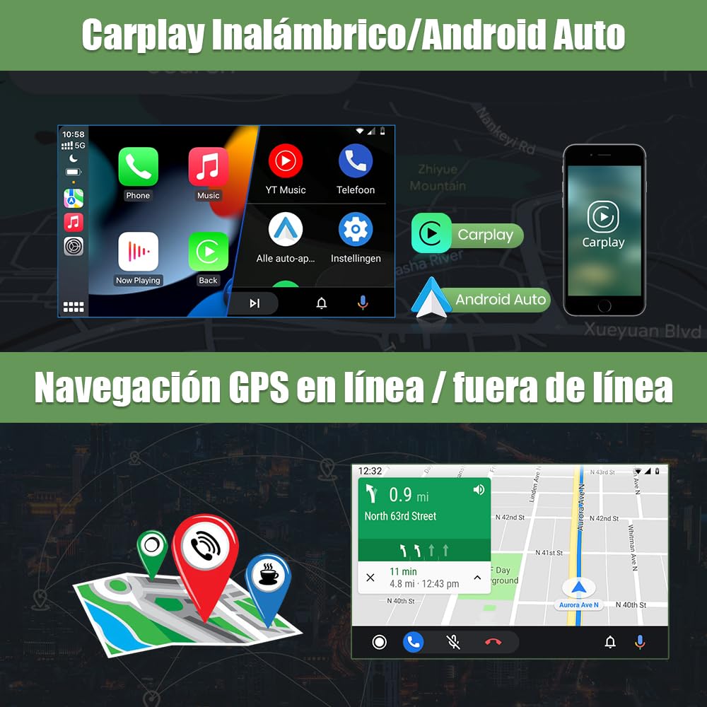 AWESAFE Android 13.0 [6GB+128GB] Radio Coche para BMW 1 Serie E81 E82 E87 E88(2004-2011) con Carplay/Android Auto, 9 Pulgadas Pantalla Táctil con WiFi/GPS/FM/RDS/DSP,Apoyo Mandos Volante,Aparcamiento