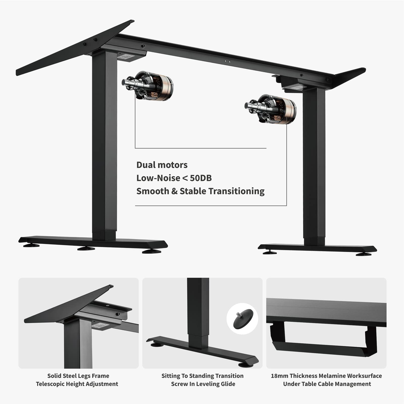 Buy Electric Sit Stand Corner Desk, 55 inch L Shape Dual Motor Standing