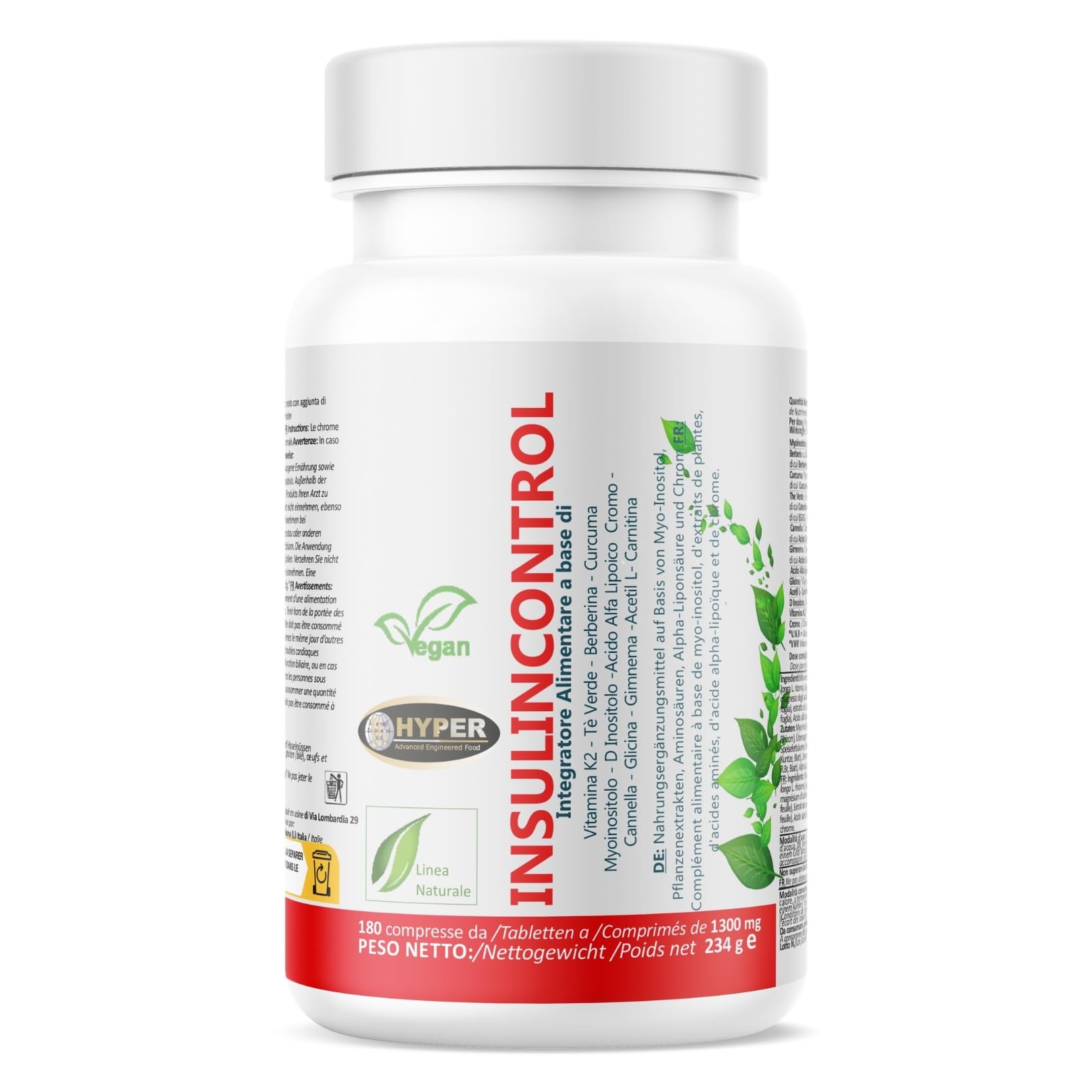 Hyper INSULINCONTROL 180 Comprimés - Complément alimentaire avec Berbérine, Cannelle, Gymnema, Myo Inositol - Taux de Glycémie, Métabolisme, Maintien des Niveaux Normaux de Glucose dans le Sang