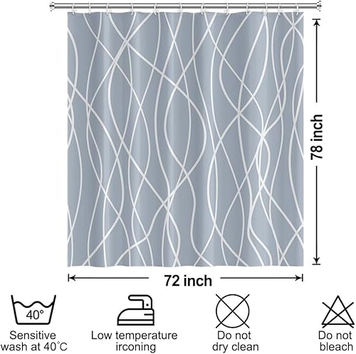 Miniatura 59 de Cortina de ducha pequeña a rayas gris claro degradado para baño, 36 x 72 pulgadas, juego de cortina de ducha geométrica para cabina de RV con Gris