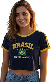 Cropped Do Brasil Bordado Feminino retrô