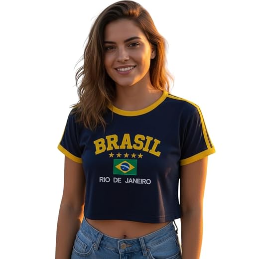 Cropped Do Brasil Bordado Feminino retrô