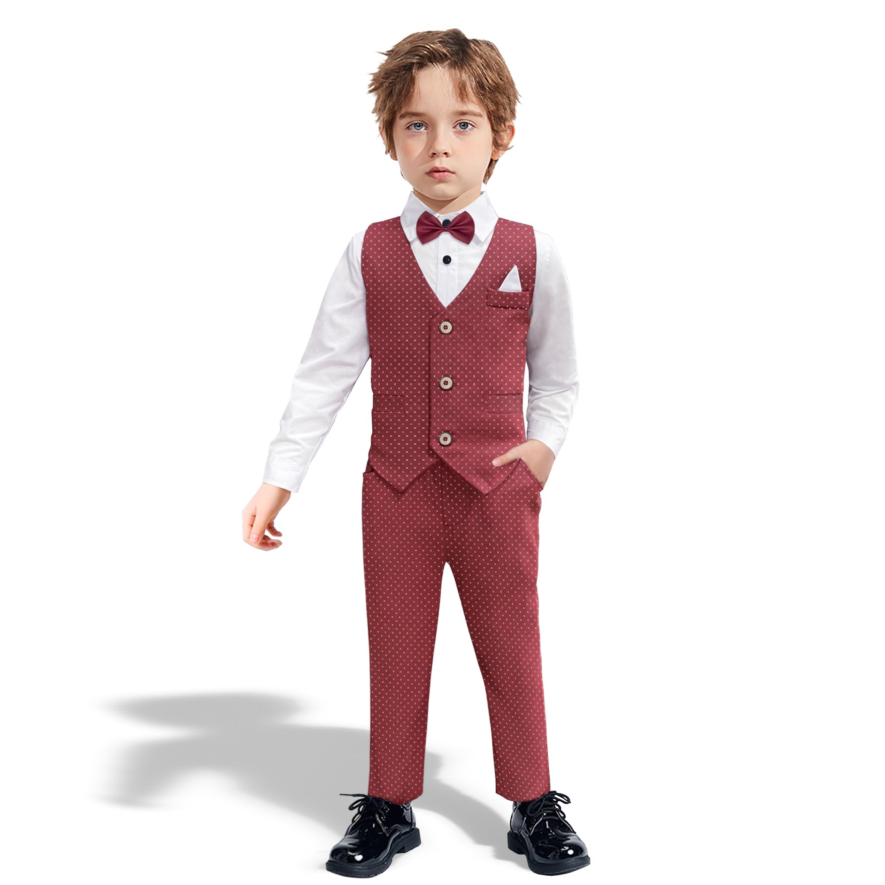 Nwada 4 Piece Boy Suits Boys Wedding Suit Page Boy Party Prom Formal Tuxedo Suits 3-4 Years