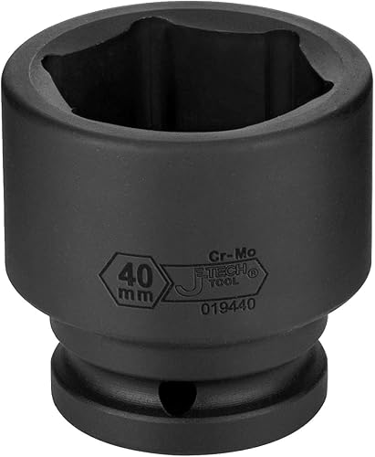 Miniatura 2 de Jetech 34 pulgadas 1.575 in enchufe de impacto estándar, hecho con acero de aleación de molibdeno cromado, tratado térmicamente, diseño de 6 puntos,