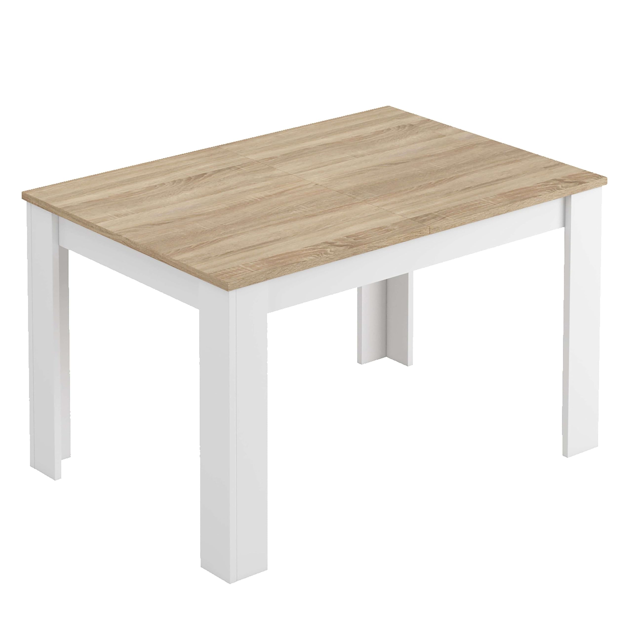 Miroytengo Mesa Extensible de Salón Comedor Kendra Color Blanco Artik y Roble Canadian 140x90 cm