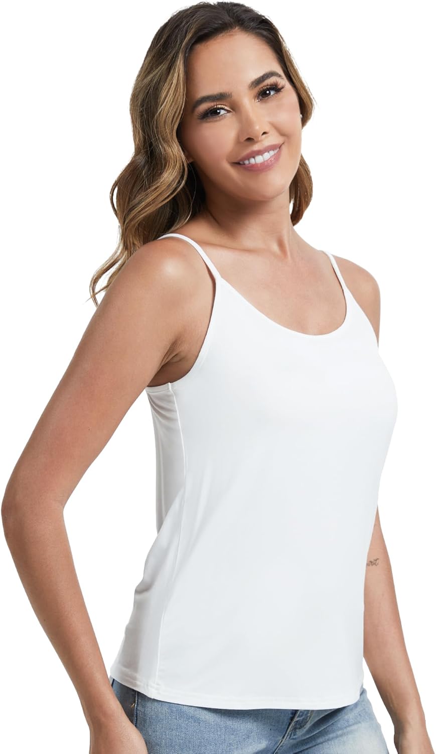 WiWi Women's Camisole Adjustable Spaghetti Straps Undershirt Soft Tank Tops Bamboo Viscose Cami Sleepwear S-XXL - Image 3