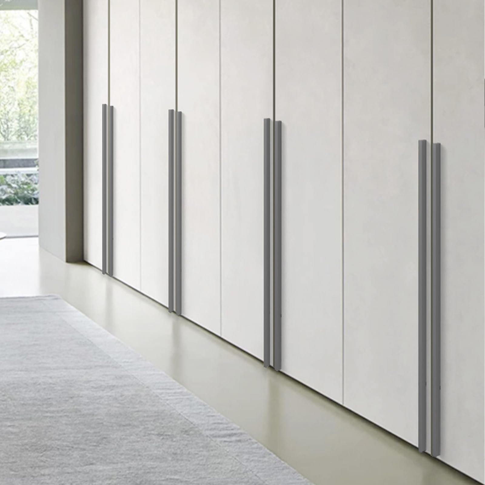 Möbelgriffe Lang,2 Stück Griffe für Schränke Grau Massive Aluminium | Eloxierte Oberfläche T-Zuggriffe Gesamtlänge:60 - 1200 mm Küche Griffe Modern für Schublade Küche 1160mm/45.7in