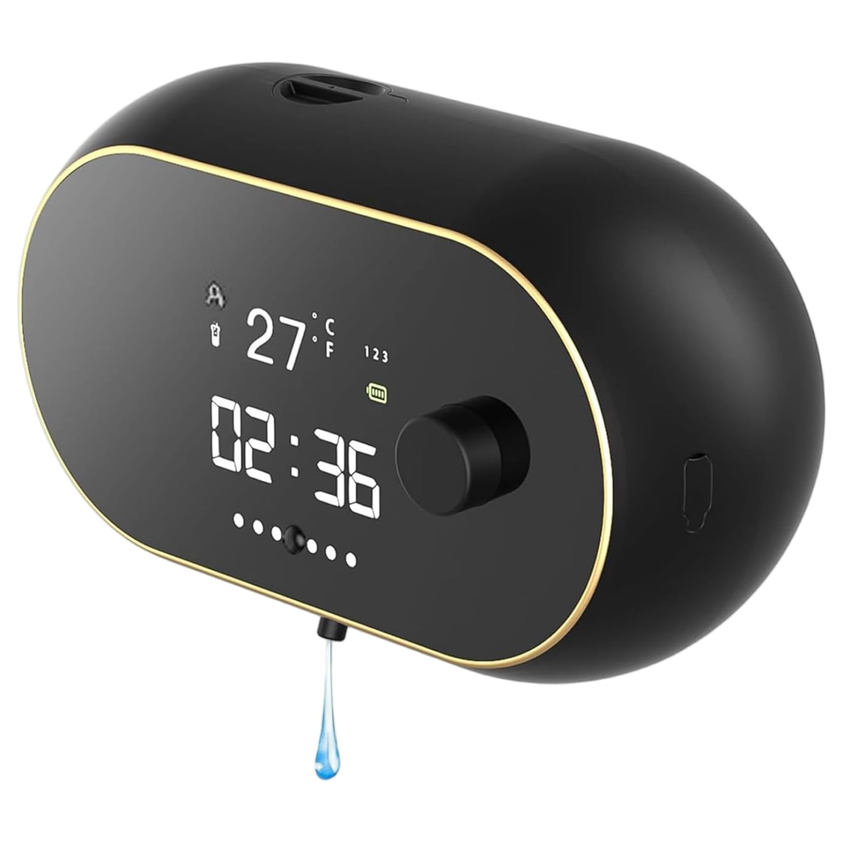Dispenser di Sapone Automatico da Parete, Dispenser di Sapone Ricaricabile a Mani libere con Display LED e Orologio per Cucina e Bagno, di Automatico Nero da Parete