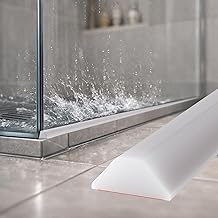 Collapsible Shower Threshold Water Dam, Shower Door Water Dam Barrier, Dry and Wet Separation Door Dam Water Stopper Kitchen Shower Threshold Silicon Water Blocker(39Inch)