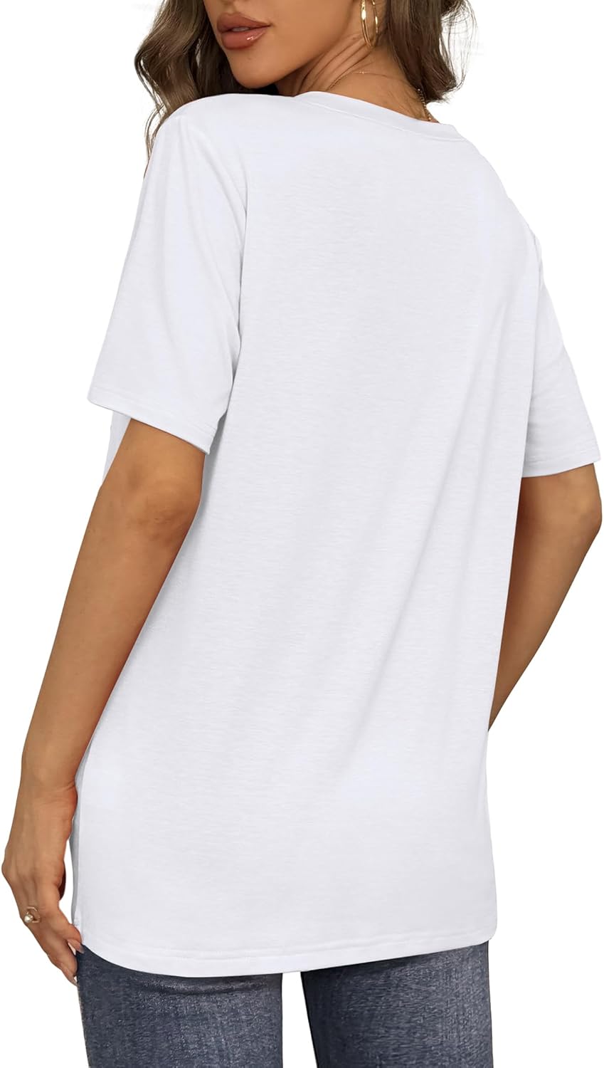 Aokosor Womens V Neck Short Sleeve T Shirts Summer Tops 2025 Casual Loose Tees Trending Now S-4XL - Image 5