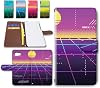 AQUOS R compact SHV41701SH notebook type smartphone case leather cover with camera hole 80s retro game-style field pattern Design APurple AQUOS ARL Compact au Softbank Softbank SHARP Sharp dc-1503