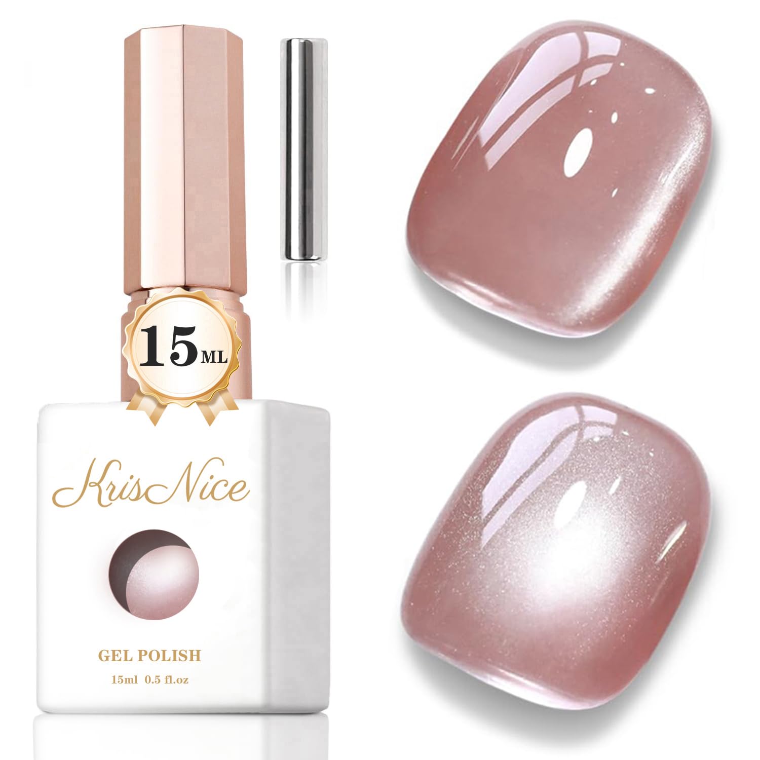 KRISNICE UV Nagellack Cat Eye 15 ML, Gellack mit Magnet, Cat Eye Uv Gel, Glitter Gelnagellack Soak Off Reflective Gel Magnetic Nail Polish für Frauen und Mädchen