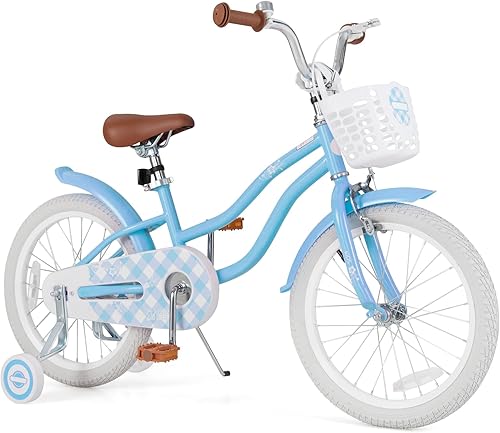Miniatura 21 de BABY JOY Bicicleta infantil, 12 14 16 18 20 pulgadas, para niños y niñas, con asiento ajustable, cesta removible, freno de mano y freno de