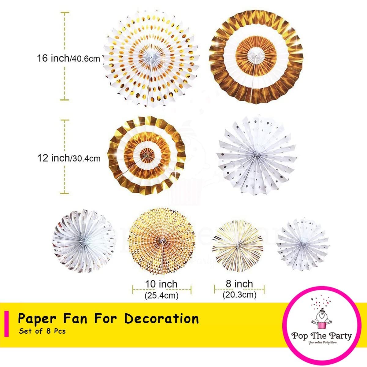 Pop The Party 8pcs Wall Decoration Set Rose Gold Round Paper Fans Party Decoration for Birthday Wedding Baby Shower Party Backdrop Décor - Image 3 thumbnail