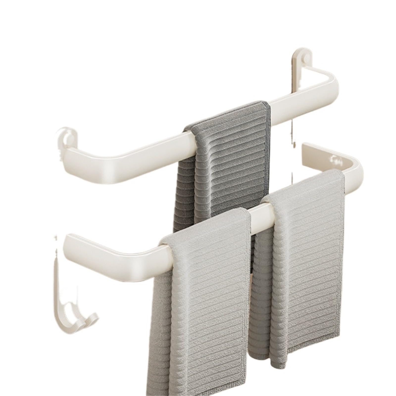 Bath Towel Bars Racks For Bathroom Lavatory Wall Mount, Hanger Space Aluminum Holder Rail for Bathroom(White Double Rod,11.81inch)