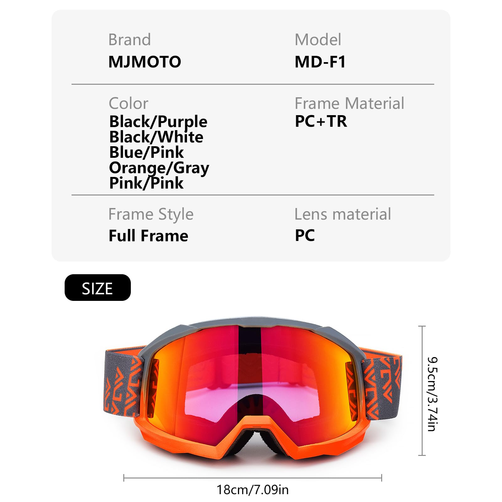 Occhiali da moto per uomo e donna, antiscivolo, antigraffio, per dirt bike, ATV, MX, DH, MTB, snowboard