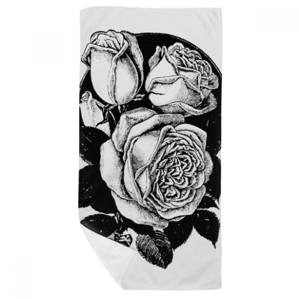 Serviette de bain rose motif fleur plante 35x70cm multicolore