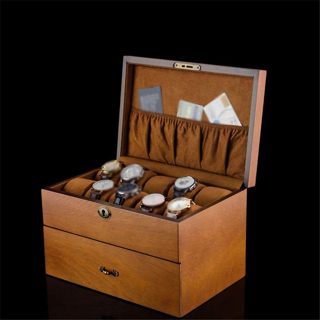 XBTGS Caja de reloj de madera con 20 ranuras para hombre, organizador de relojes para hombres y mujeres, estuche de almacenamiento de joyas,