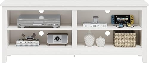 Miniatura 4 de Panana Soporte para TV, soporte clásico de TV de 4 compartimentos para TV de 60 pulgadas, centro de entretenimiento, soporte de televisión