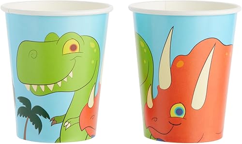 Miniatura 9 de 144 piezas de suministros para fiesta de cumpleaños de dinosaurios para niños con platos, cuchillos, cucharas, tenedores, tazas y servilletas (sirve