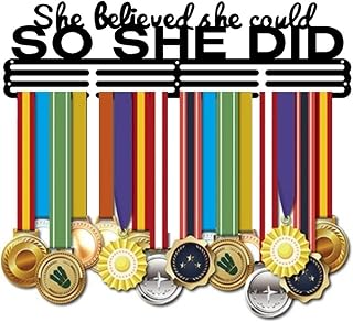 Medal Holder Display Hanger Rack Wall Mount “She Believed She Could, SO SHE DID” Medals Display Race Runner Gymnastics Soccer Sports Medal Frame