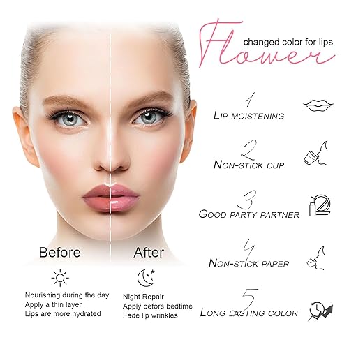 Miniatura 5 de Aseawave 6 lápices labiales que cambian de color de pH, gelatina de flores de cristal, bálsamo brillante para todos los tonos de piel, tinte suave y