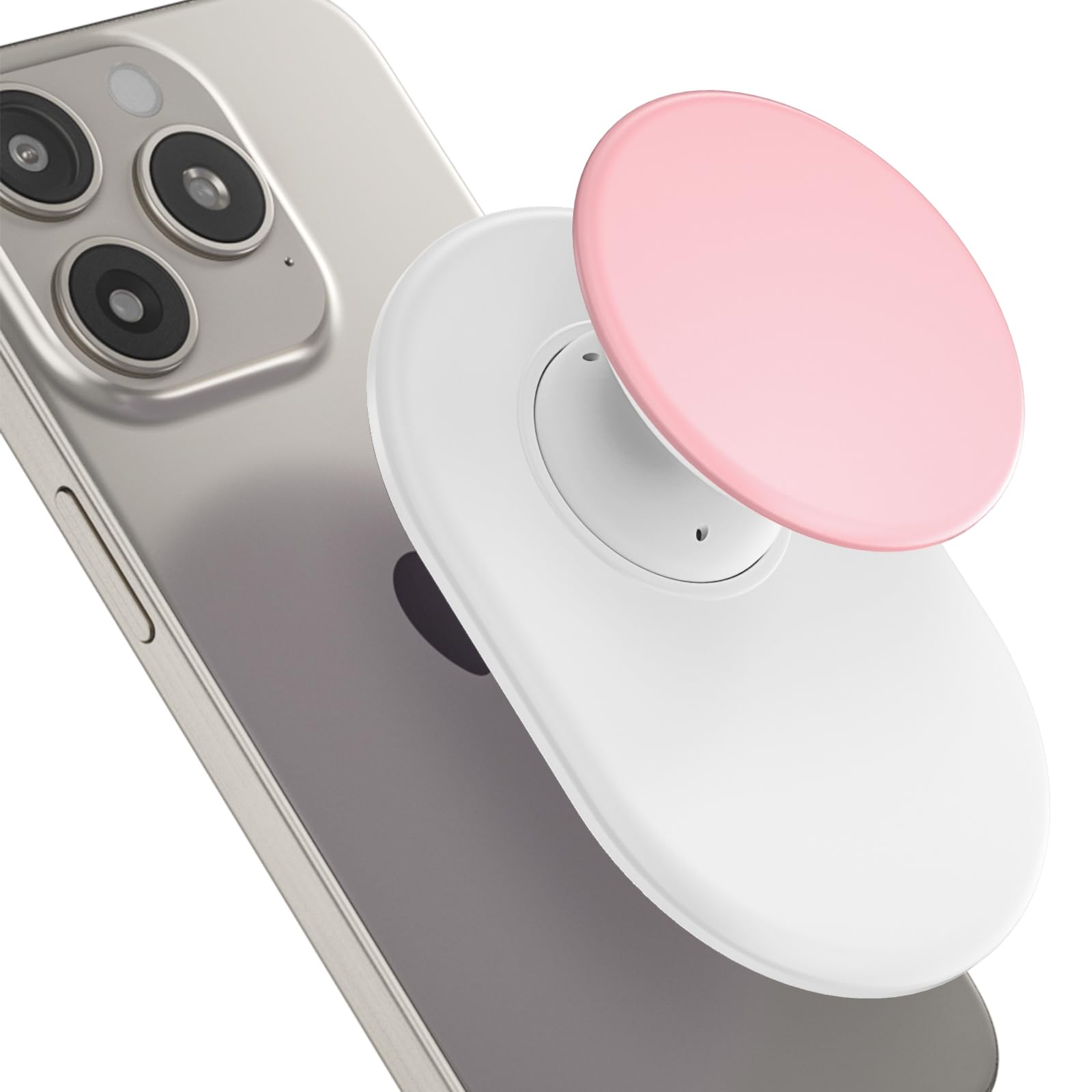 AUROX for MagSafe Phone Grip, Magnetic Phone Grips, Expandable Collapsible Mobile Phone Grip Stand Holder with Kickstand for Magsafe Stand Compatible with iPhone 17 16 15 14 13 12 Series, White & Pink