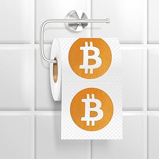Papier toilette Bitcoin amusant - Papier toilette imprimé rigolo - Mad Monkey, Blanc, Orange