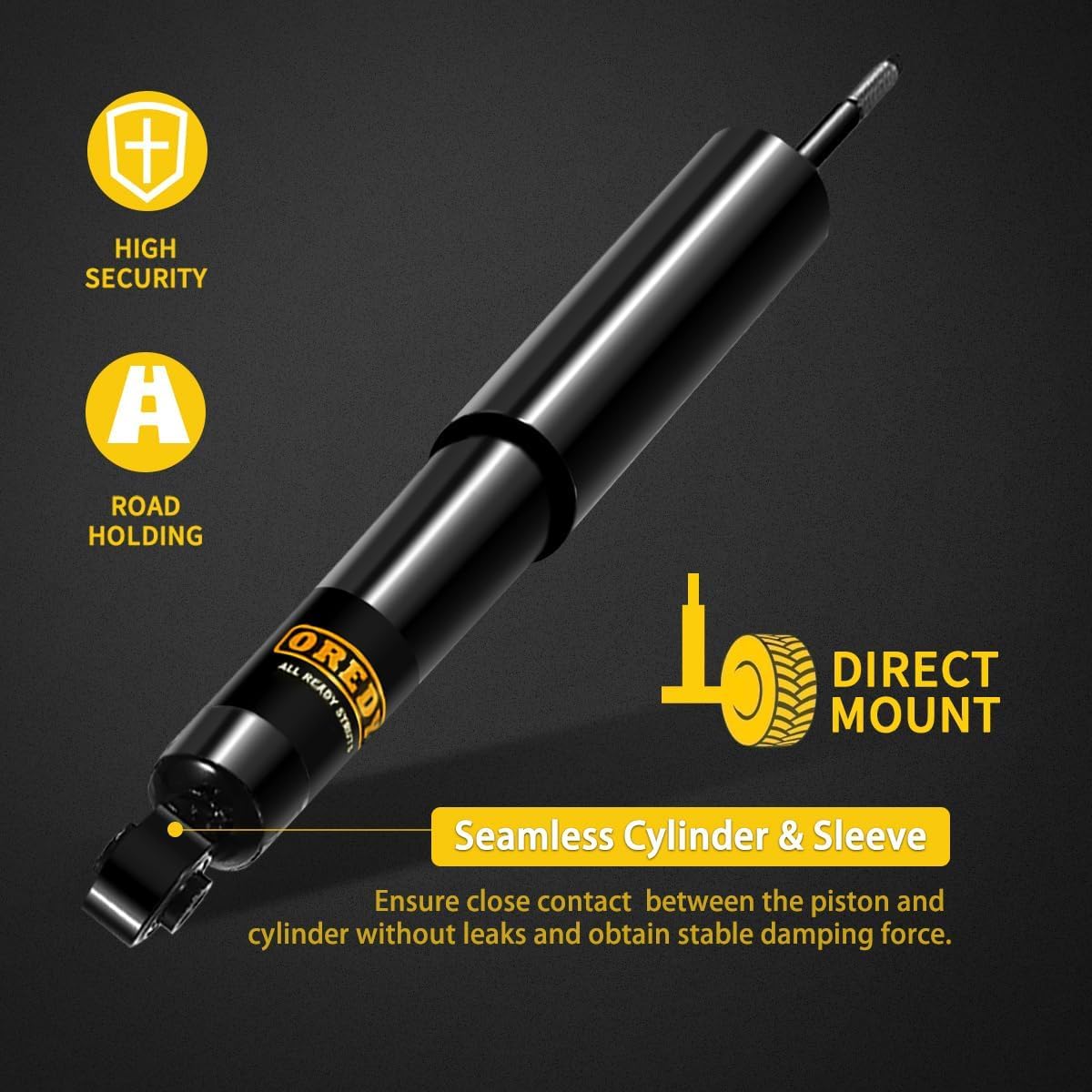 OREDY Pair Rear Shock Absorbers Fit 2003 2004 2005 2006 2007 Saturn Ion (Excluding Redline Models), Complete Shock Absorber Assembly, Replace #4343308