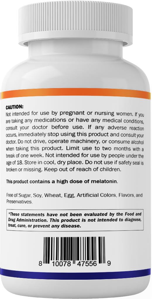 Vitamatic Melatonin 10 mg with Magnesium 200 mg 120 Tablets - High Potency Sleep Support Supplement, Non-GMO, Sugar-Free, No Artificial Colors or Preservatives — Amazon image 9