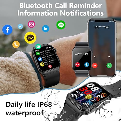 Miniatura 5 de Reloj inteligente para hombres y mujeres, Bluetooth integrado, monitor de ritmo cardíaco, seguimiento de oxígeno en sangre, reloj inteligente