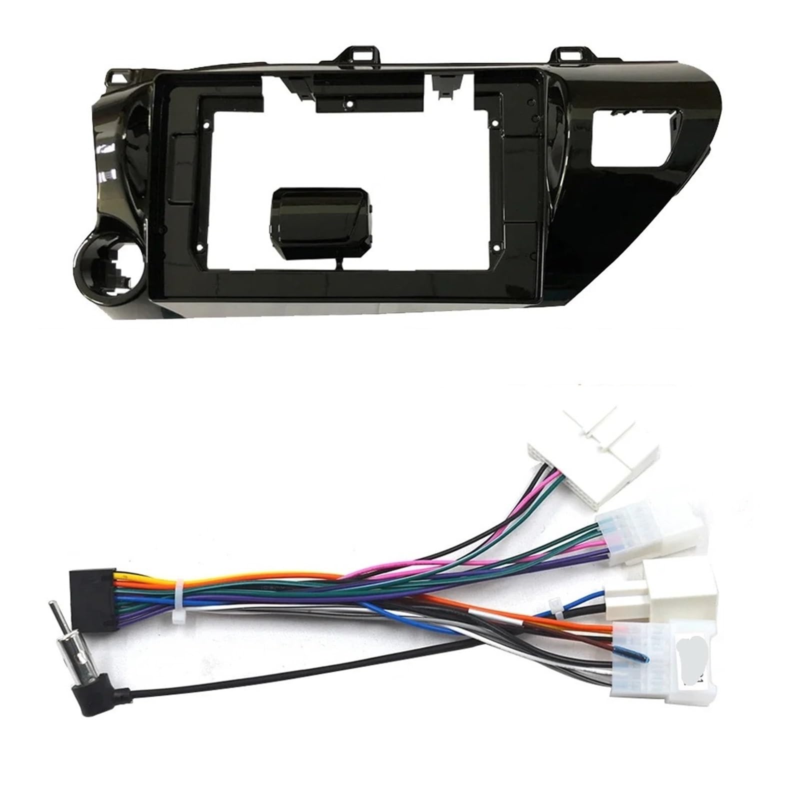 JKELPV Car Radio Frame Kit Fit For TOYOTA REVO HILUX 2014-2019 MP5 Stereo Player 10.1 INCH Car Radio Fascia Double Din Frame DVD Panel Radio adapter(Frame left-cord)