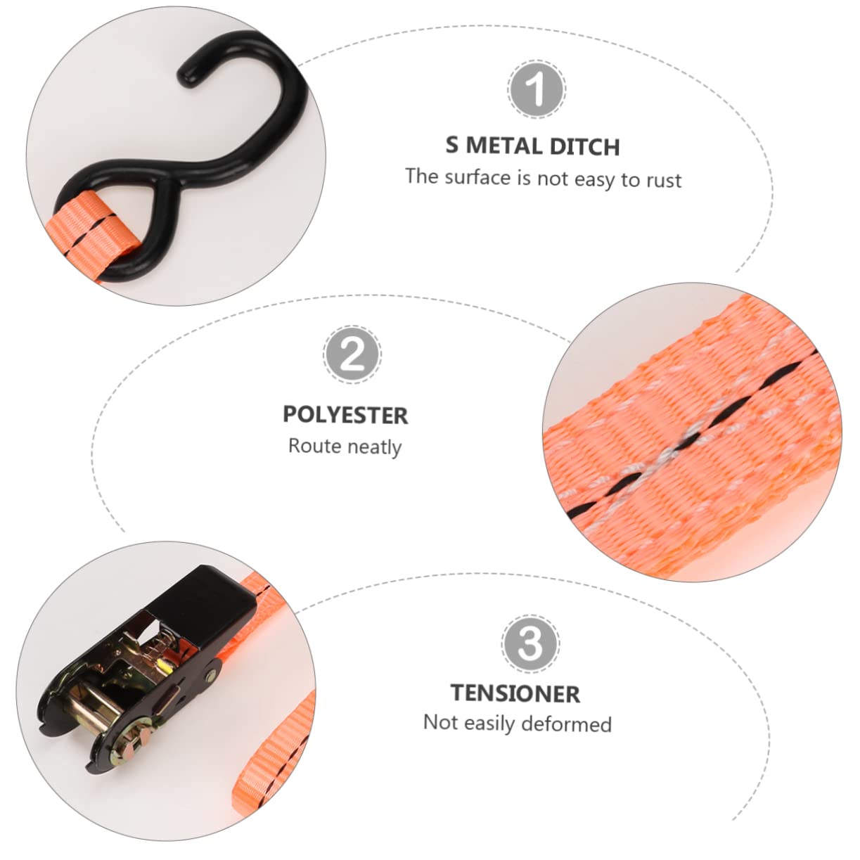 HOMOCONO Cinching Straps Heavy Duty Ratchet Straps for Cargo Fastening and Luggage Binder