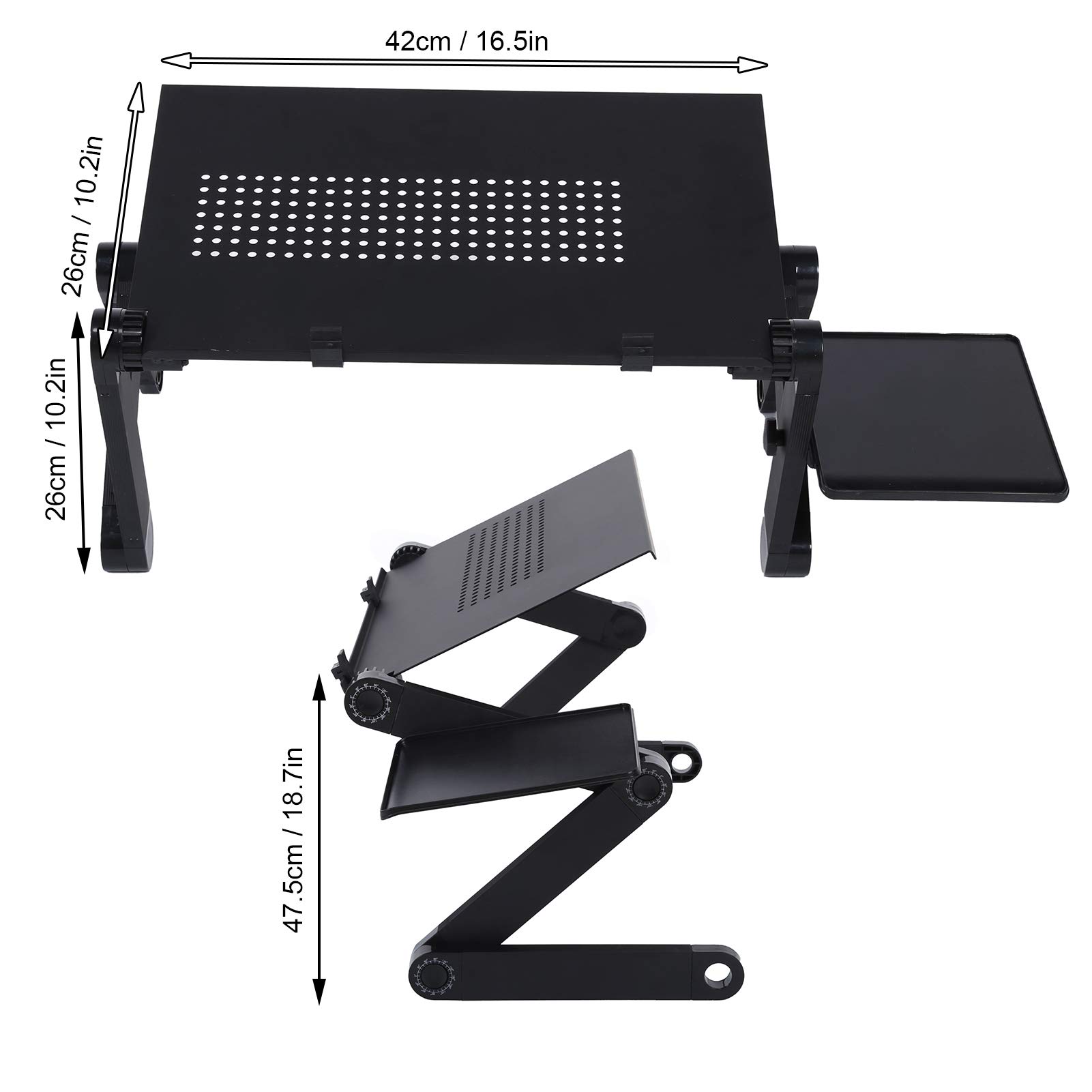 Tavolo per Laptop, Supporto per Laptop, scrivania per Laptop in Lega di Alluminio con Scheda per Mouse Supporto per Computer Pieghevole Regolabile in Lega di Alluminio Portatile