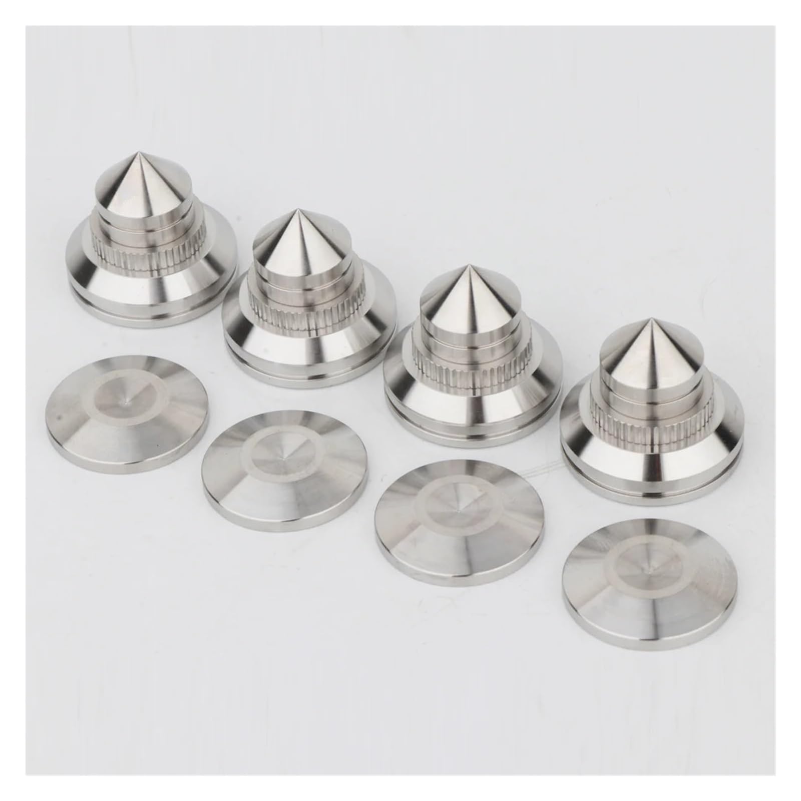 Inox SpeakerSpike Punte for altoparlanti antivibranti da 4 pezzi | Supporti for altoparlanti for dispositivi HiFi e altoparlanti Supporto regolabile for protezione da pavimento