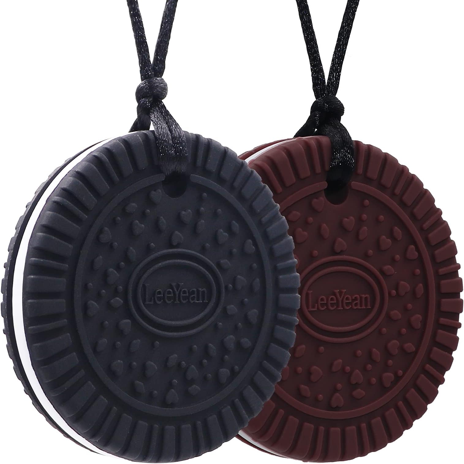 Chew Necklaces for Sensory Kids, 2 Pack Silicone Chewy Necklace Sensory Toys for Boys and Girls with Chewing, Autism, ADHD, SPD, Oral Motor Anxiety Pendant for Adults